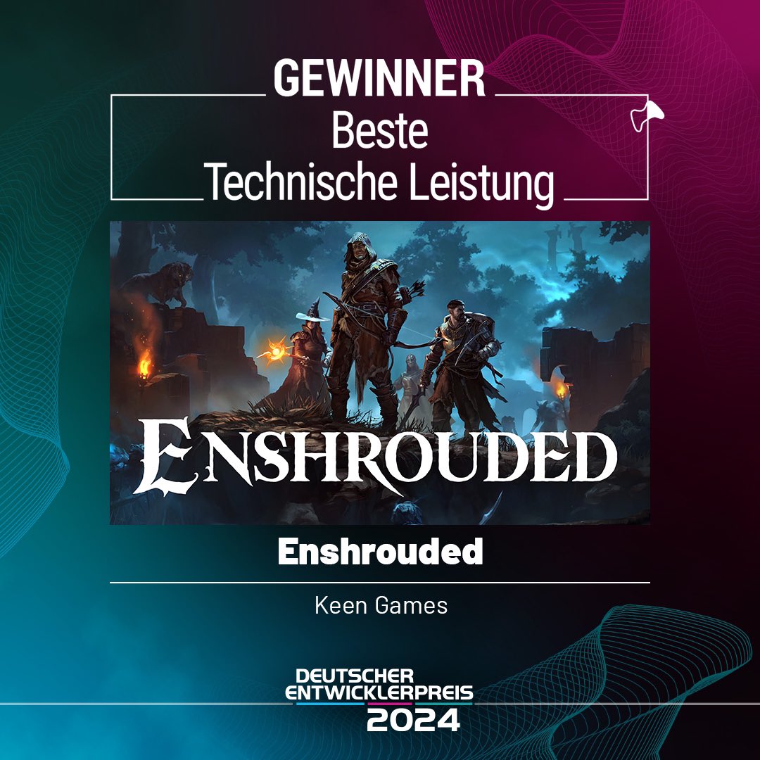 Der Gewinner in der Kategorie BESTE TECHNISCHE LEISTUNG ist "Enshrouded" von <a href="/KeenGames/">Boss Games</a>. #DEP2024