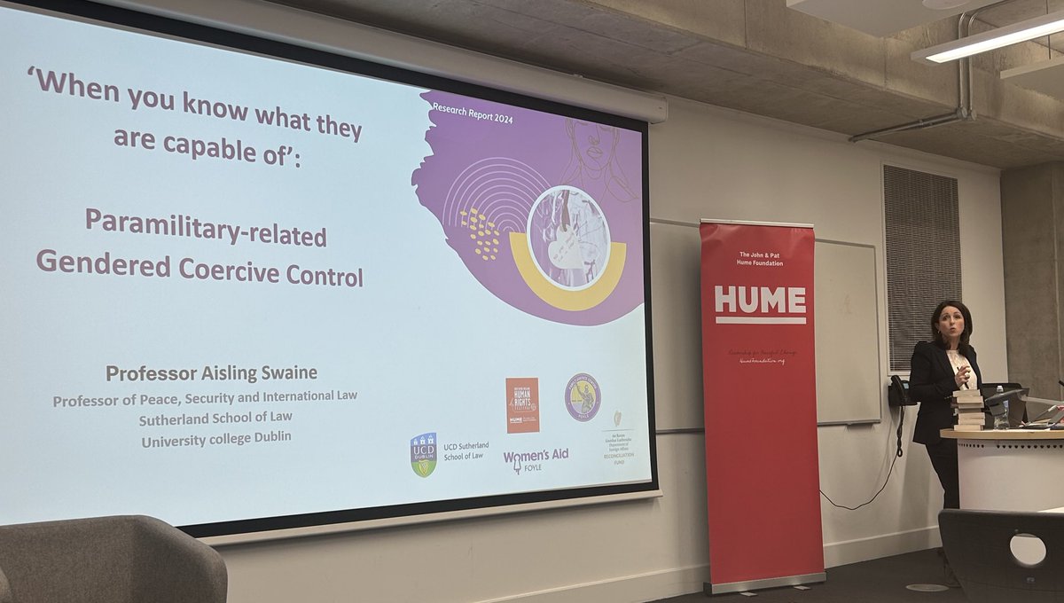 Women are scared - No One Should Live That. The Impact of Paramilitary Gendered Coercive Control. ‘… you’re scared for your life, it’s not just one person, it’s a whole organisation. 

<a href="/FoyleWomensAid/">Foyle Women's Aid</a> <a href="/AislingSwaine/">Dr. Aisling Swaine</a> <a href="/mairiac31/">Máiría Cahill</a> &amp; chaired by Alyson Kilpatrick <a href="/nihrc/">Northern Ireland Human Rights Commission</a> #NIHRF