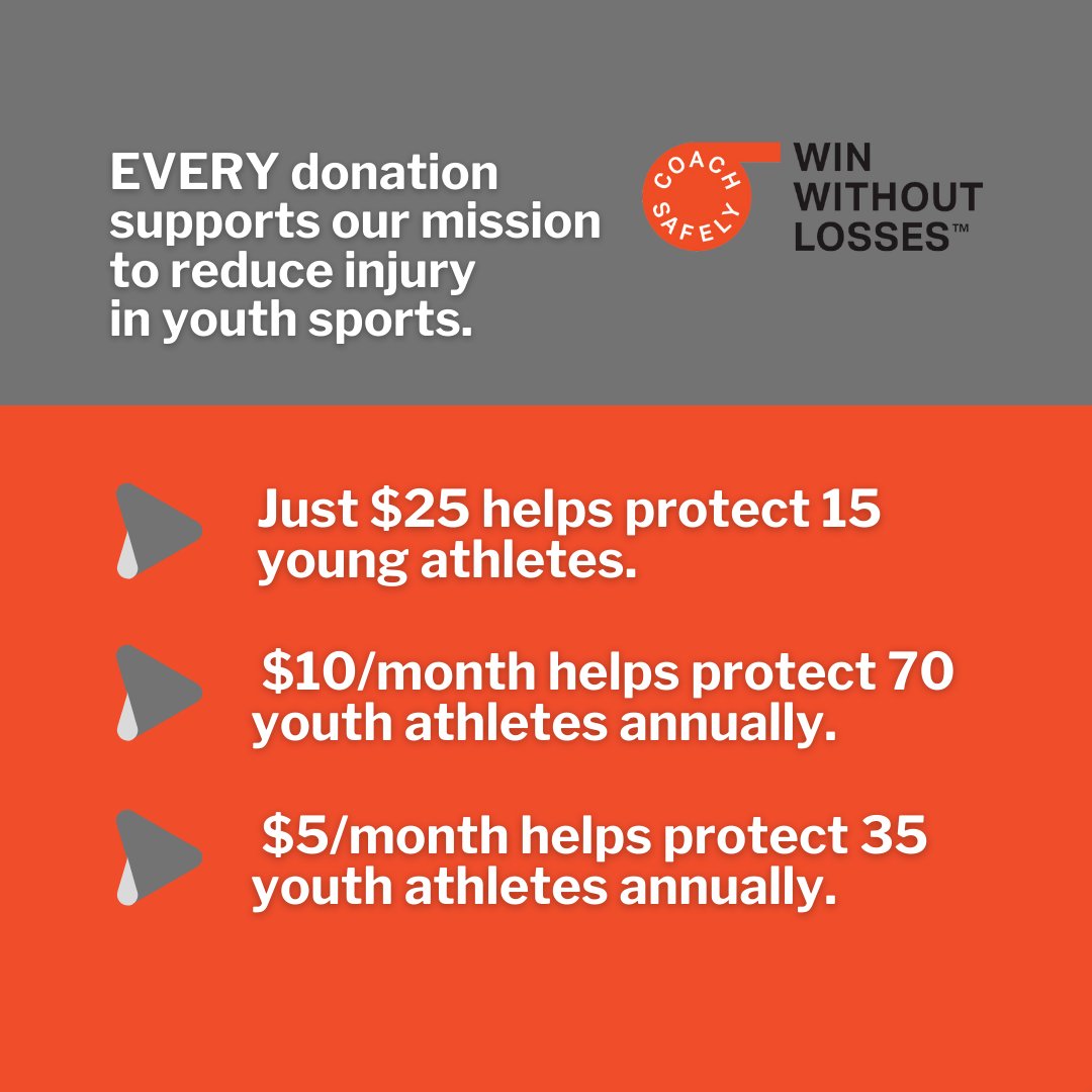 Help us make it SAFER to play youth sports this #givingtuesday. Every donation supports our mission to reduce injury in youth sports. Click here to donate: coachsafely.org/donate/