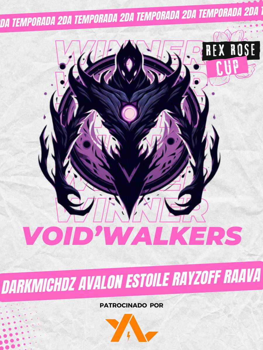🌟¡Campeonas! 🌟
Tras una gran temporada, VOID'WALKERS se consagran como las grandes campeonas de la #RexRoseCup.

Un agradecimiento especial a Aylo Esports, patrocinador oficial.

Gracias a todas las jugadoras, equipos y a la comunidad por formar parte de este emocionante viaje.