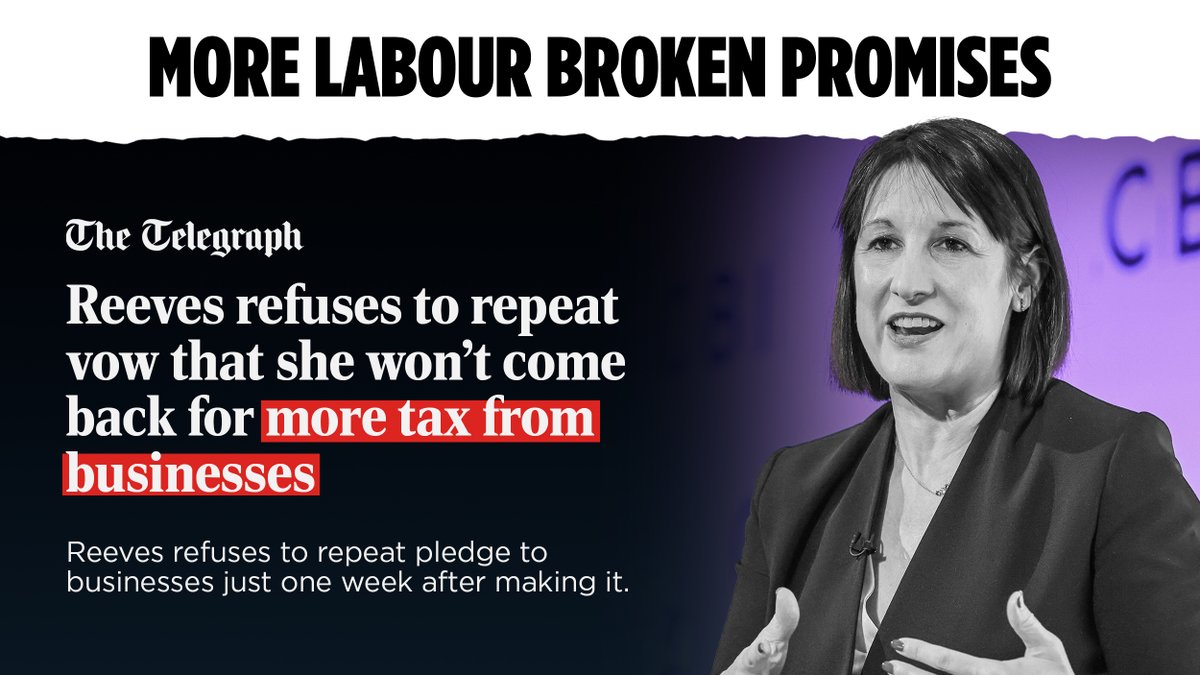 Rachel Reeves’ tax bombshell has already been a disaster for growth.

Now, she refuses to rule out more tax on business… despite doing so just last week.

Only Reform UK will cut taxes and unleash economic growth.