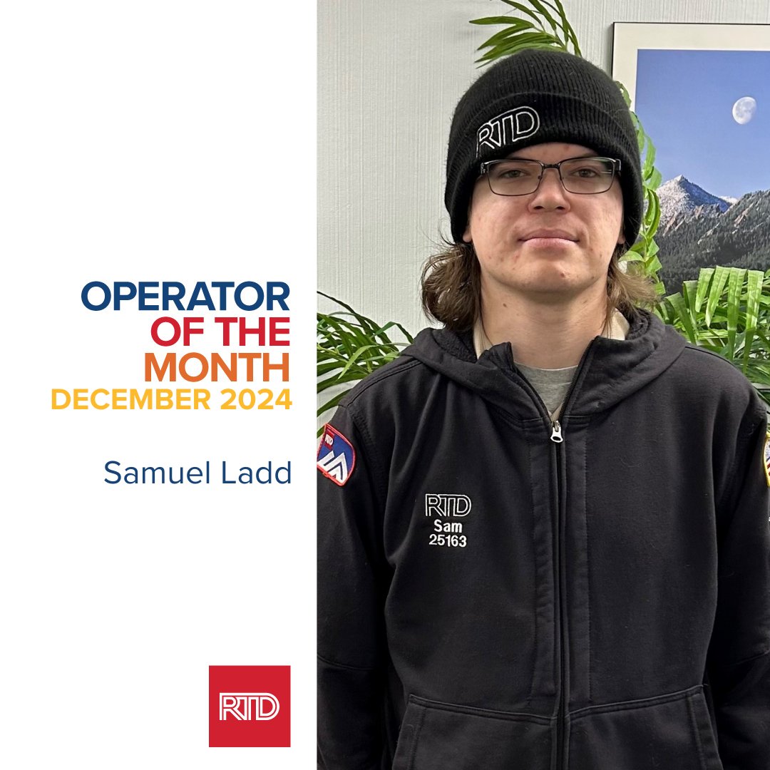 RideRTD's tweet photo. Congratulations to December's #OperatoroftheMonth, Samuel Ladd! Samuel has been with us for just over a year, and in that time, he's received several commendations for his outstanding work and praised for his exceptional service. Check out his Q&A: https://t.co/c918EkQ6c5 https://t.co/vbvGdqBVbn