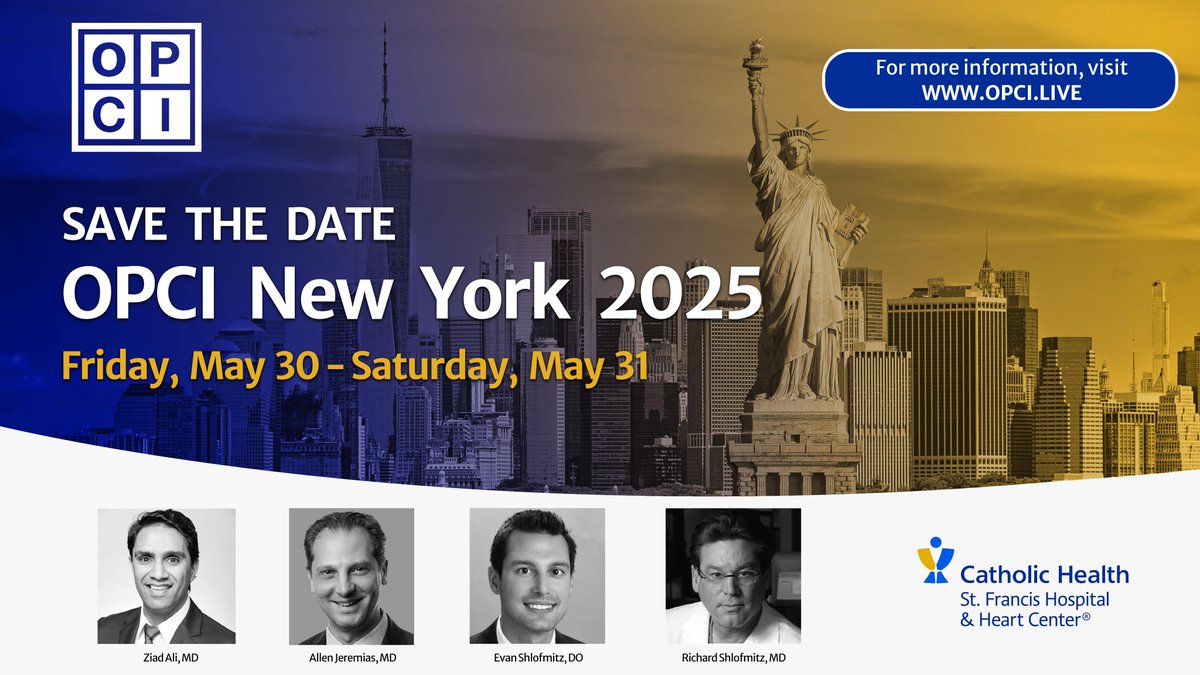 OPCI (@opcilive) on Twitter photo Save the Date: OPCI New York Conference 2025!
📍May 30 - May 31 NYC. Stay tuned for more info.
opci.live
<a href="/ESHLOF/">Evan Shlofmitz</a> <a href="/DrAllenJ/">Allen Jeremias</a> <a href="/ziadalinyc/">Ziad Ali</a>
#CardioTwitter Save the Date: OPCI New York Conference 2025!
📍May 30 - May 31 NYC. Stay tuned for more info.
opci.live
<a href="/ESHLOF/">Evan Shlofmitz</a> <a href="/DrAllenJ/">Allen Jeremias</a> <a href="/ziadalinyc/">Ziad Ali</a>
#CardioTwitter
