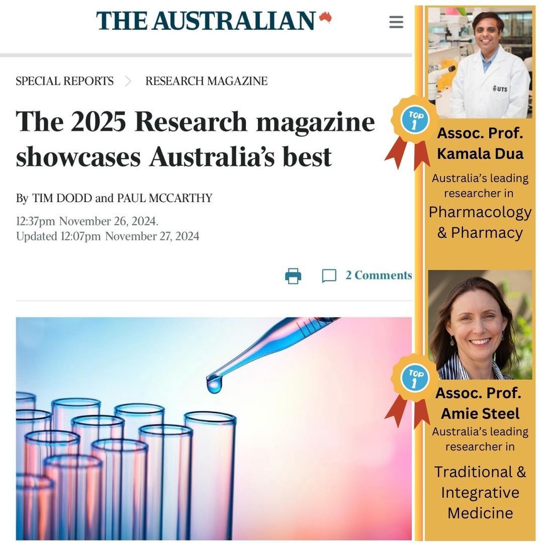 We are so proud at UTS:ARCCIM to have 2 of the top 250 Australian researchers in our team. 

Fantastic recognition for A/Profs Amie Steel &amp; Kamal Dua! 

➡️ buff.ly/4iax2cX