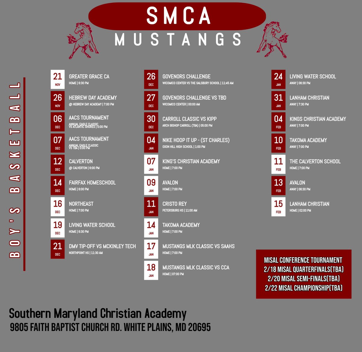 Introducing the 2024-2025 Southern Maryland Christian Academy Boys Basketball 🏀 Team: we are in action all season long come out and support these young men as they are being positive role models in our community #OneTeam #OneGoal #SMCABASKETBALL
 #MustangStrong #TheFamily