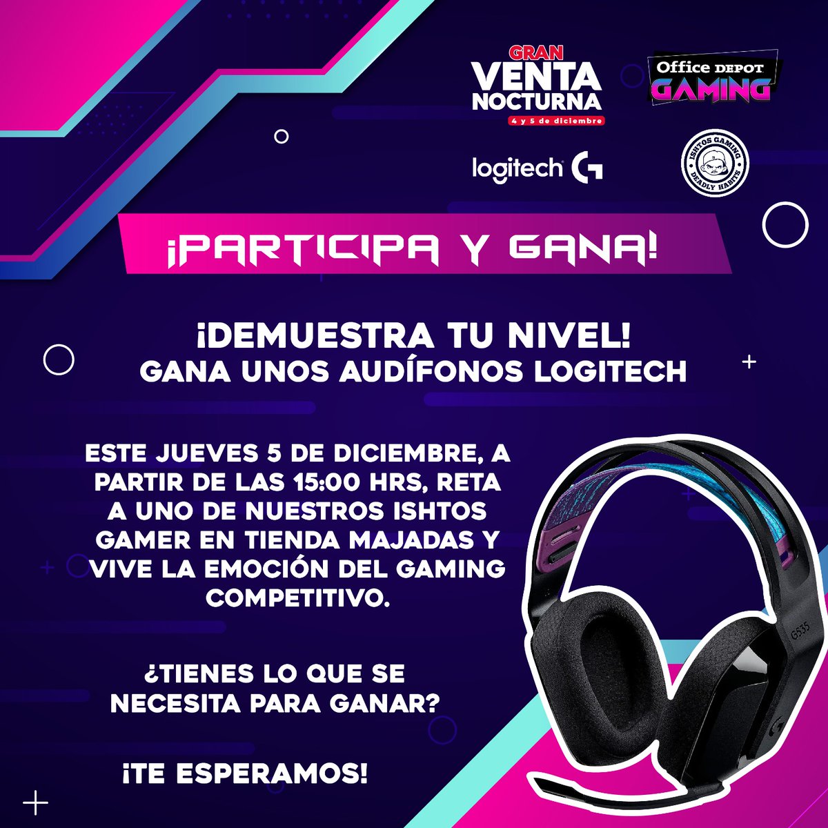 🎮 ¡Este jueves gamer será épico! 🎯 Ven de 3:00 PM a 5:30 PM, compite, disfruta y ¡gana un premio! 🏆 Además, estarán dos Ishtos participando, ¿te atreves a enfrentarlos? 💥 ¡Te esperamos! 

<a href="/OfficeDepotGT/">Office Depot Guatemala</a> #VALORANT #DeadlyHabits