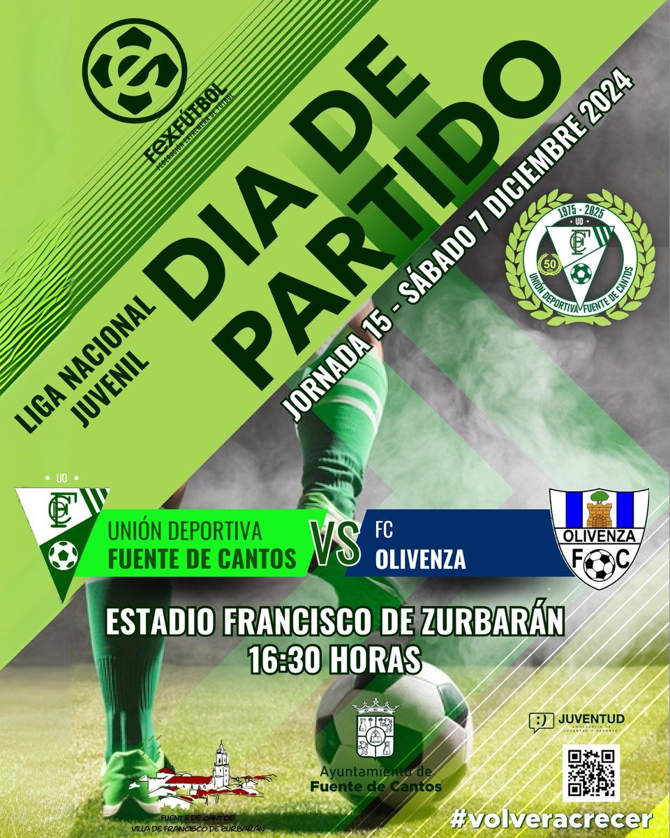 #JUVENILES

⚽️ Vuelve la #LigaNacional al Francisco de Zurbarán! 

💚 A por todas chicos! 

⚔️ Liga Nacional Jornada 14
🆚 @olivenzafutbolclub 
🕢 Sábado 7 diciembre 2024 - 16:30H
🏟️ Estadio Francisco de Zurbarán

#VolverACrecer
#CanteraVerde