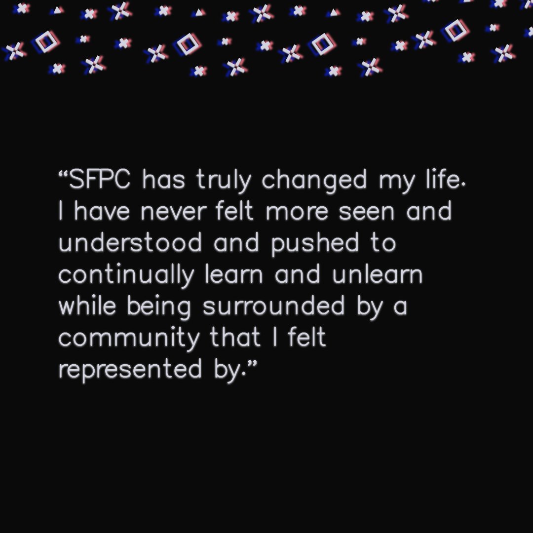 sfpc's tweet image. We are deeply grateful to our community members for sharing their experiences of studying at SFPC. Join us in creating more opportunities for those who are  oppressed by technology to reshape it in service of a beautiful world.

💝 Support scholarships at sfpc.study/donate