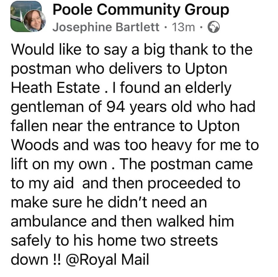 Our members ❤️

This is why Royal Mail is so special and unique. 

Not everything can be measured by tools and computer systems. 

The connection, loyalty and care postal workers have with their communities is worth fighting for.
