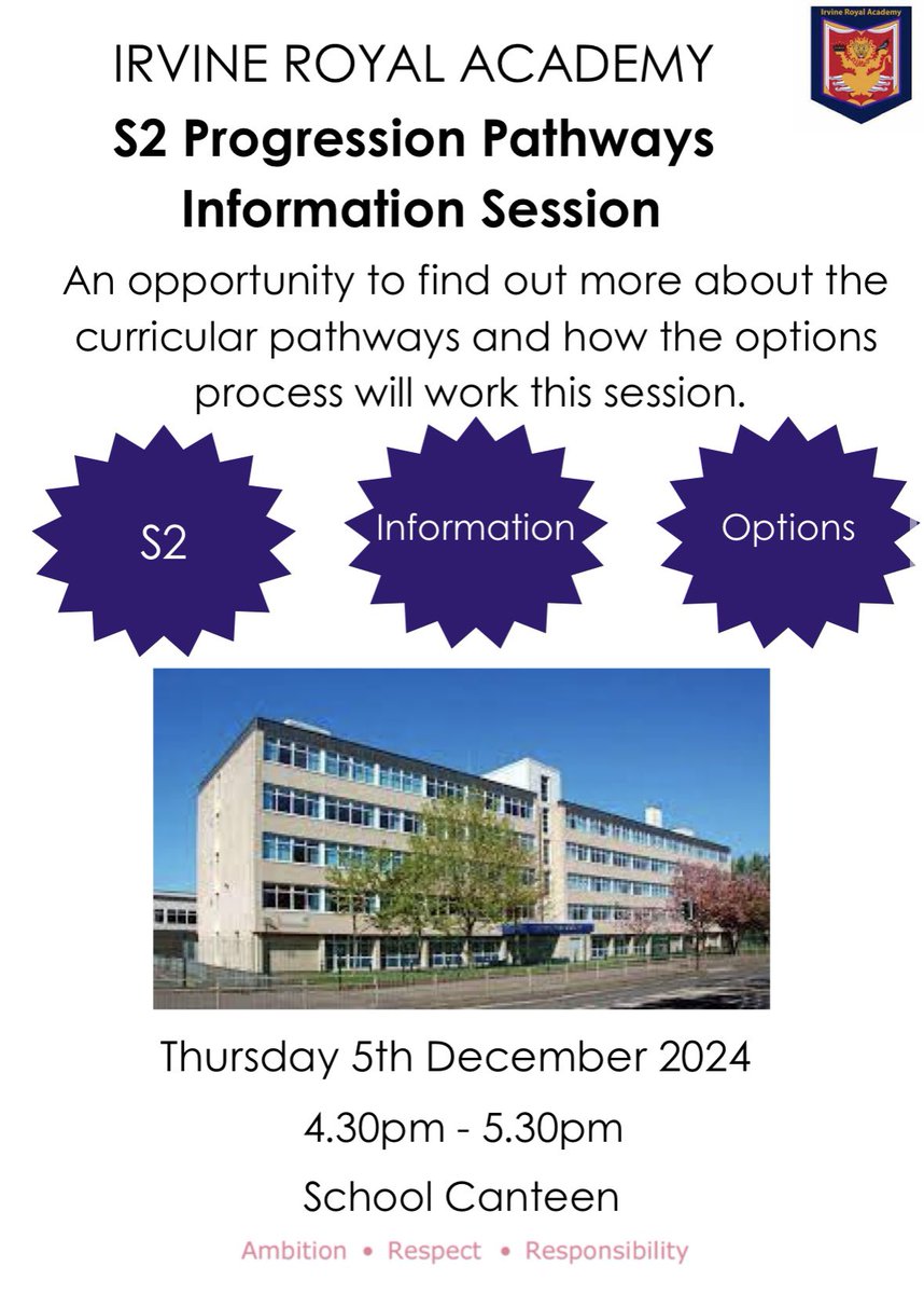 Irvine Royal Academy (@irvineroyalacad) on Twitter photo We are looking forward to seeing our S2 Parents/Carers on Thursday night. #believeinbetter ⭐️💙
<a href="/IrvineRoyalFF/">IrvineRoyalFriends&Family</a> <a href="/IRoyalDYW/">DYW @ Irvine Royal Academy</a> <a href="/CTBethell/">Clare Dollan</a> We are looking forward to seeing our S2 Parents/Carers on Thursday night. #believeinbetter ⭐️💙
<a href="/IrvineRoyalFF/">IrvineRoyalFriends&Family</a> <a href="/IRoyalDYW/">DYW @ Irvine Royal Academy</a> <a href="/CTBethell/">Clare Dollan</a>