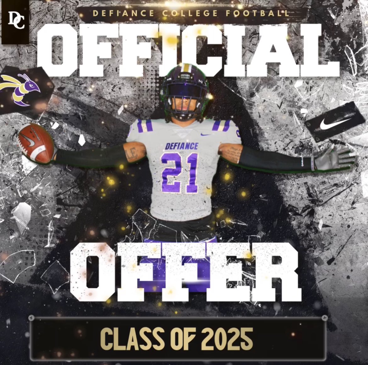Thank you so much to <a href="/DefiCollegeFB/">Defiance College Football</a> and <a href="/CoachSTreadwell/">Spencer Treadwell</a> for an offer to play football at the next level. 💪💪