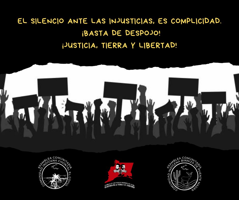 ¡JUSTICIA, TIERRA Y LIBERTAD!
¡BASTA DE DESPOJO!
¡LA LUZ ES MI DERECHO!

03/12/24
Comunicado completo de la APIIDTT 

Facebook:
facebook.com/share/p/19vfGR…

WordPress:
tierrayterritorio.wordpress.com/2024/12/03/com…

Instagram:
instagram.com/p/DDI59ZdMi7g/…