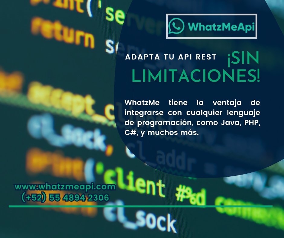 MeWhatz's tweet image. 💻 ¡Adaptación a tu manera! 🌟
🚀Nuestra API REST es compatible con cualquier lenguaje de programación, incluyendo Java, PHP, C#, y más.
¡Sin importar que tecnología utilices, intégralo fácilmente!
Contáctanos. ✨
wa.link/7m588k
#whatzmeapi #api #desarrolloweb