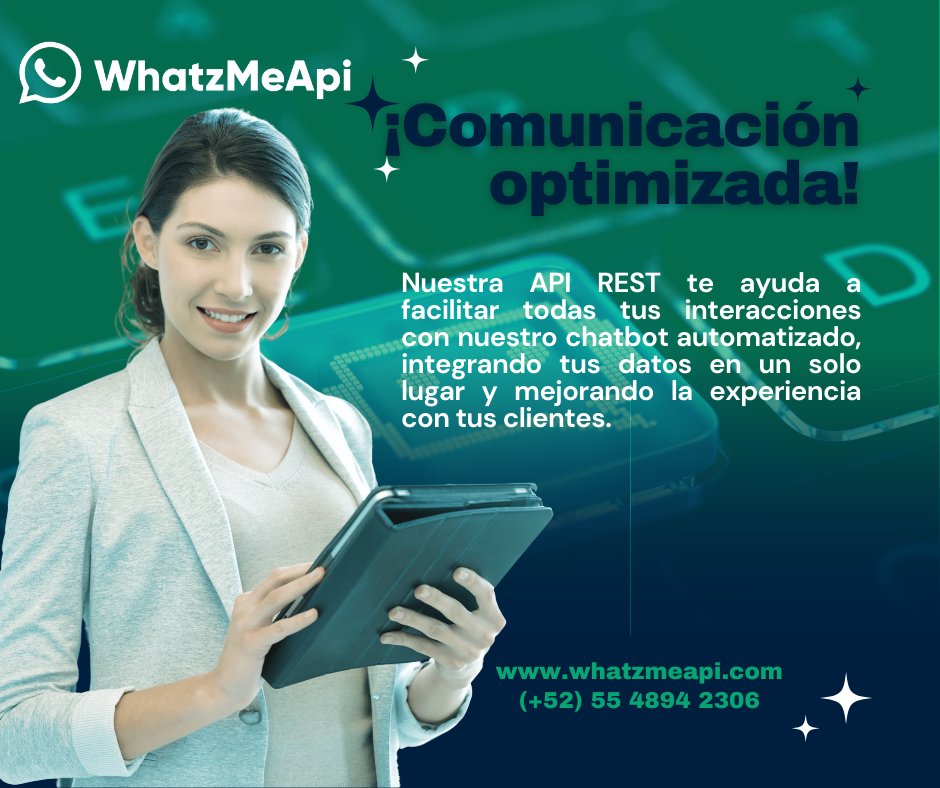 MeWhatz's tweet image. 🔗¡Comunica tu mensaje fácilmente! 🌟
🚀Integra nuestra API REST para enviar mensajes directamente desde tu número de WhatsApp y, con la ayuda de nuestro chatbot. 🤖
📞Contáctanos . 💬
wa.link/7m588k
#whatzmeapi #integración #comunicaciónefectiva