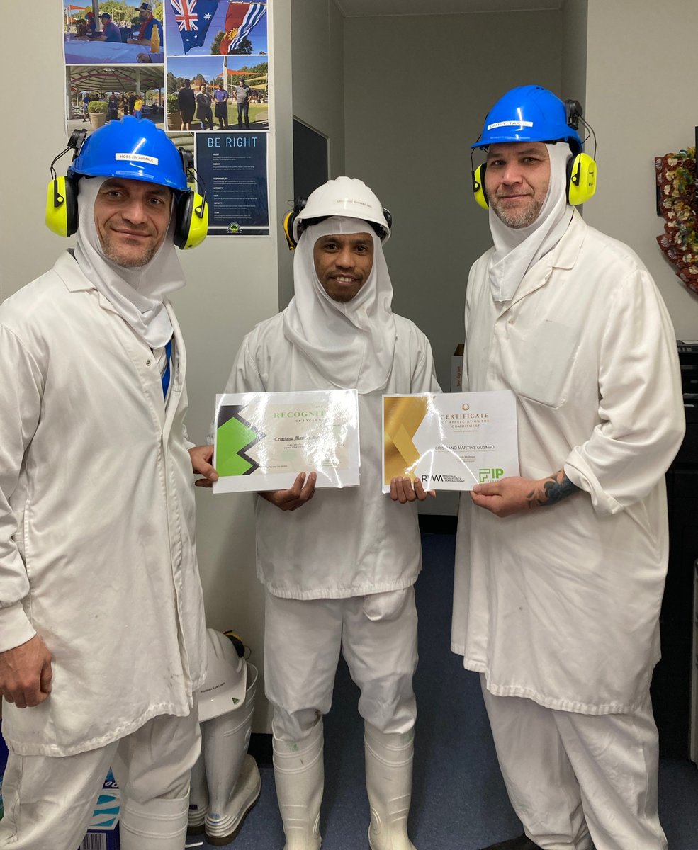 Cristiano from Timor-Leste, the FIP Group’s 8000th PALM scheme worker, was recently recognised for his outstanding attendance record. His work ethic and improvement in English have earned him praise from his supervisors, Garry and Hossein, who presented him with his certificates.