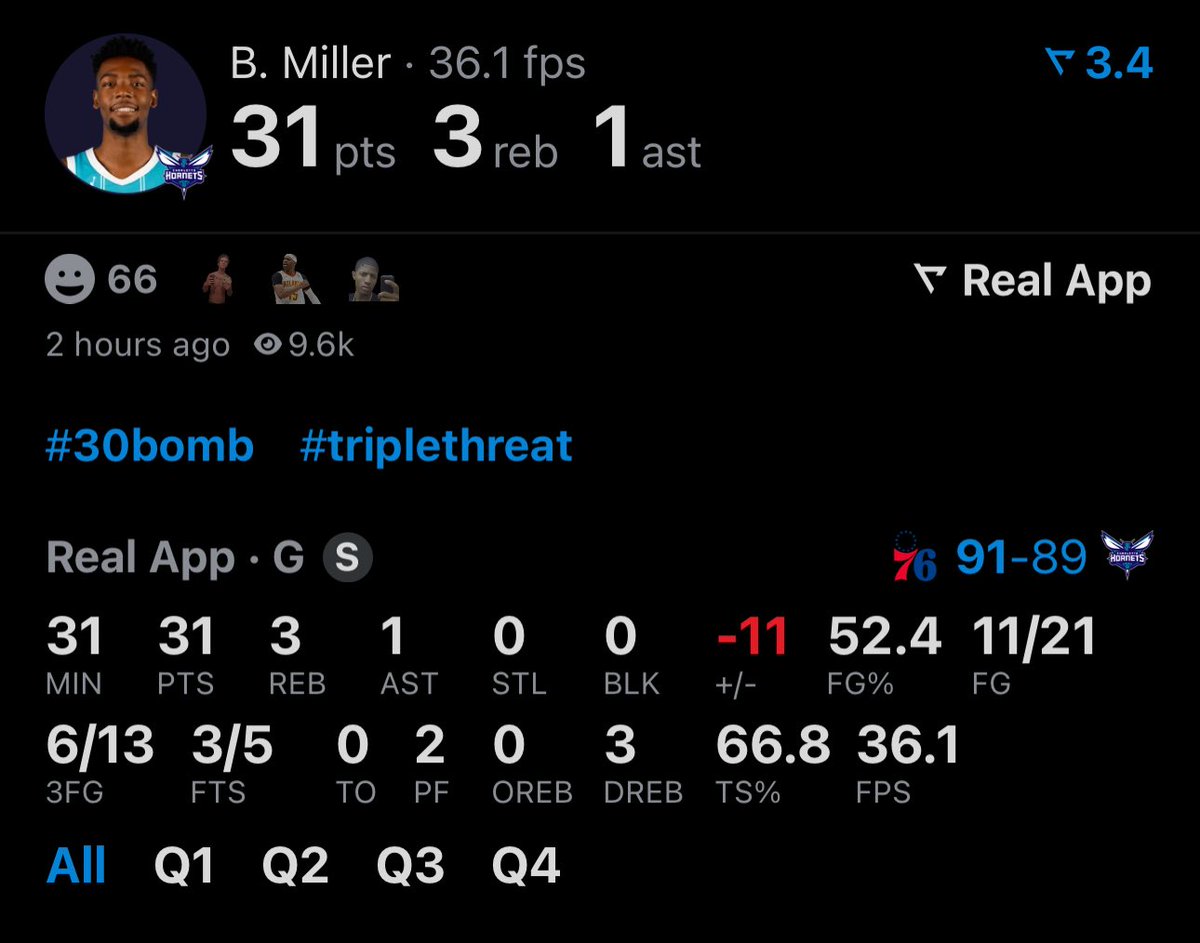 realapp's tweet photo. Brandon Miller is the 2nd fastest player in NBA history to record 250 career 3PM 🎯 https://t.co/2ojg3JHaeG
