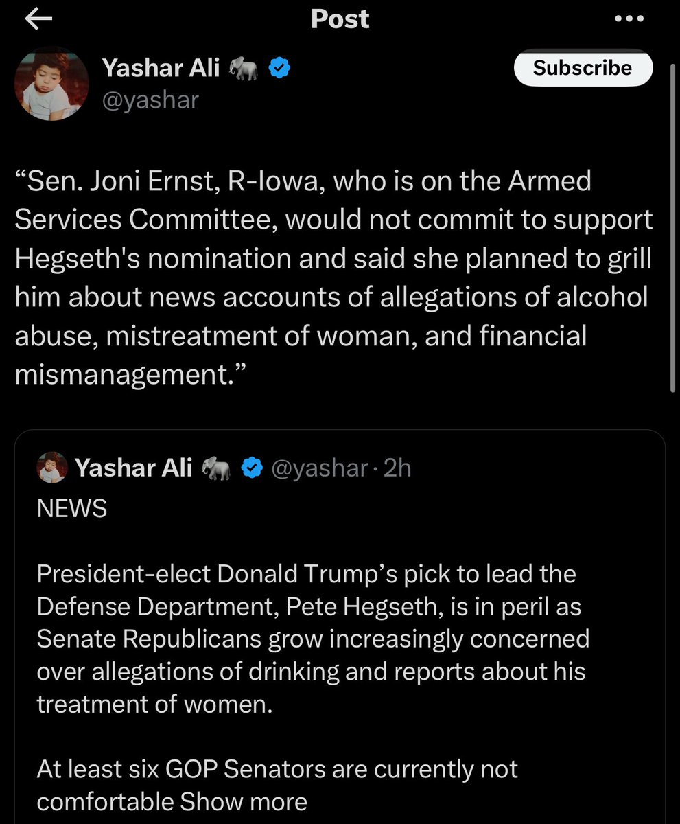 LauraLoomer's tweet photo. 🚨

Hey @elonmusk @VivekGRamaswamy 

How can Senator Joni Ernst @SenJoniErnst, who is on the Senate Armed Services Committee be the founder of the Senate DOGE caucus and work with you guys at DOGE when today, it was reported that RINO Senator Joni Ernst @SenJoniErnst said she isn’t committed to supporting the nomination of @PeteHegseth as Trump’s Secretary of Defense and cited leftist smears of him involving women and alcohol as the reason why? 

On November 22, 2024, Senator Ernst issued a press release announcing her creation of the Senate DOGE CAUCUS. 

Elon, I know you said you will fund primary elections against GOP Senators who oppose Trump’s mandate and his agenda. 

Are you going to start with Joni Ernst who will be working with you at DOGE? 

If you don’t primary her, then people won’t take your threat of primary elections seriously because they will see there was zero accountability for Joni Ernst who is taking selfies at Mar a Lago one day and then saying she won’t support Trump’s cabinet picks the next day. 

This is why it’s so important that we speak out now and that you keep your word. 

How will @DOGE resolve this conundrum so we can fix our country and hold Senators to their word? 

A person shouldn’t be allowed to work with DOGE if they oppose any of @realDonaldTrump’s nominations for his cabinet. 

We have to be consistent. 

Don’t you agree? 

RECEIPTS👇🏻

https://t.co/QsQMYM6c1F