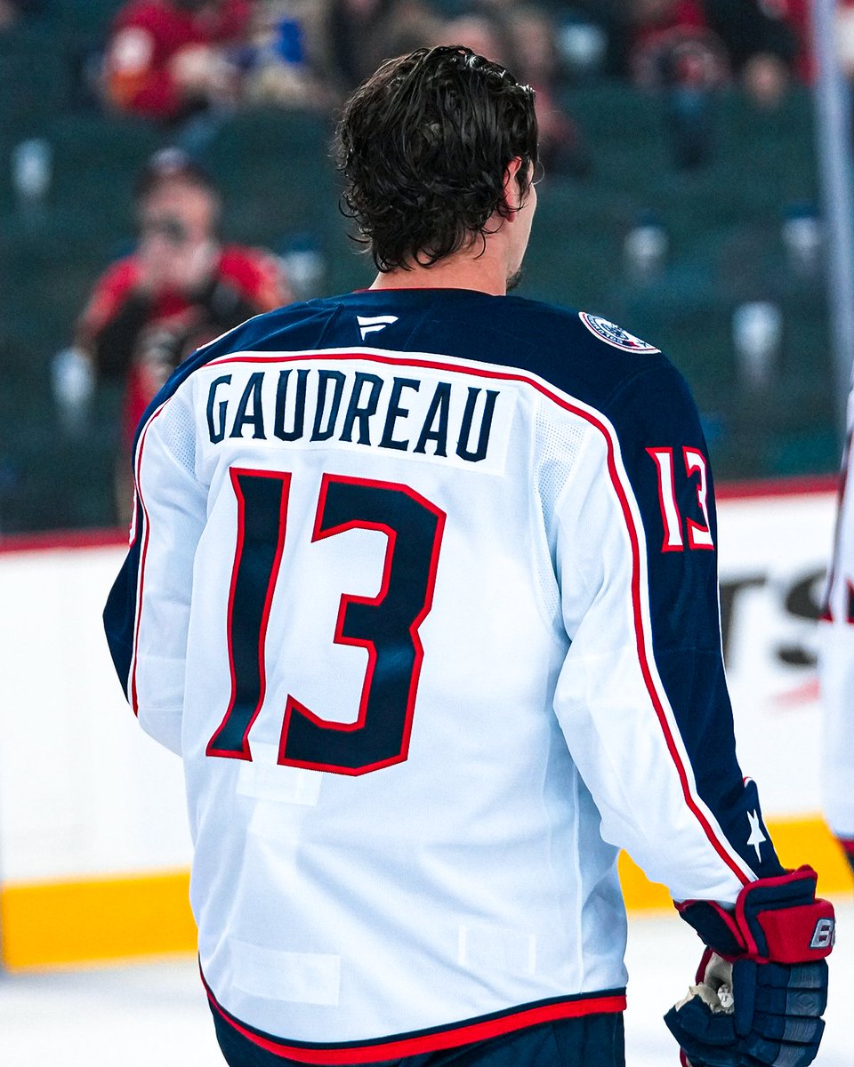 NHL's tweet photo. 13 forever 💜❤️

Both the @BlueJacketsNHL and @NHLFlames wore Johnny Gaudreau jerseys in warmups ahead of tonight's game. https://t.co/lChJgWtSUm