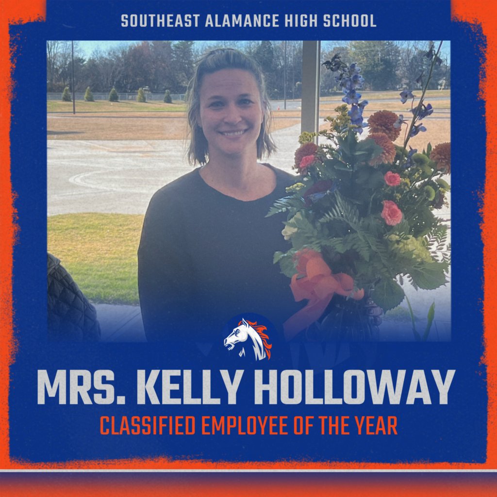 Congratulations to Mrs. Kelly Holloway for being named our Classified Employee of the Year!  Mrs. Holloway is a tremendous asset to Southeast and we are lucky to have her as part of our team.
