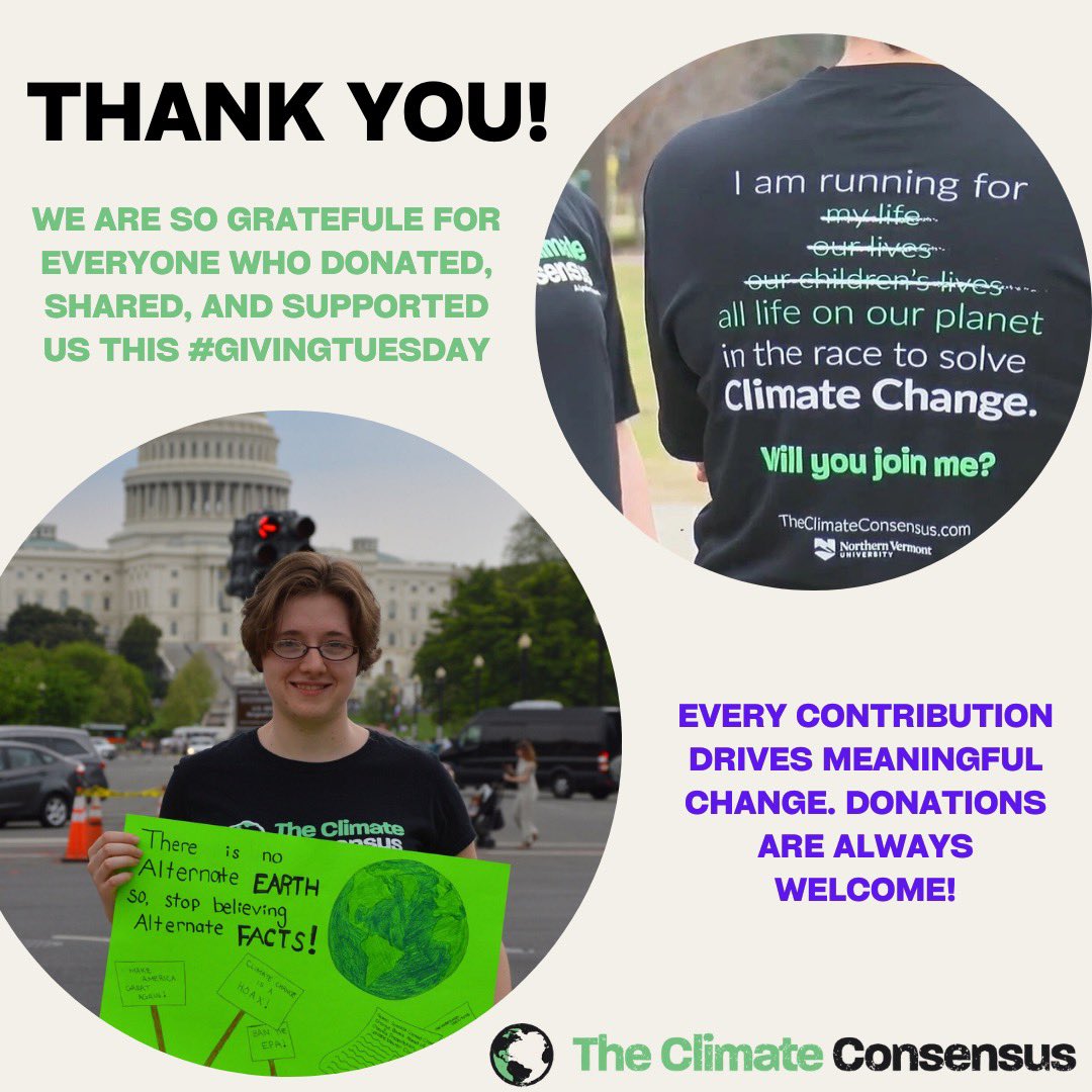 We are overwhelmed with gratitude for everyone who donated, shared, and supported us this Giving Tuesday! 💚 

Missed your chance to donate? We’re always open for contributions! Together, we can make a difference. Donate at theclimateconsensus.org/support-tcc

#ThankYou #GivingTuesday