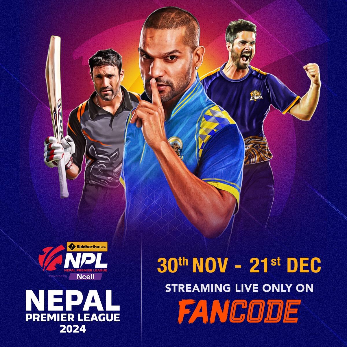 ItzThanesh's tweet photo. Shikhar Dhawan will be back in action today โ got off to a good start in the 1st game, but got dismissed early. Hoping Gabbar will smash a 50 today!! Catch all the action Live from 8:45 AM onwards on
@FanCode - https://t.co/zg6EnMbXrg
#NepalPremierLeague #LiveOnFanCode https://t.co/VeRUWaHcTb
