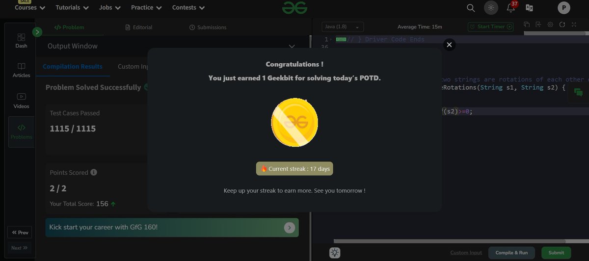 coding_century's tweet image. Completed today&apos;s geeksforgeeks #gfg160