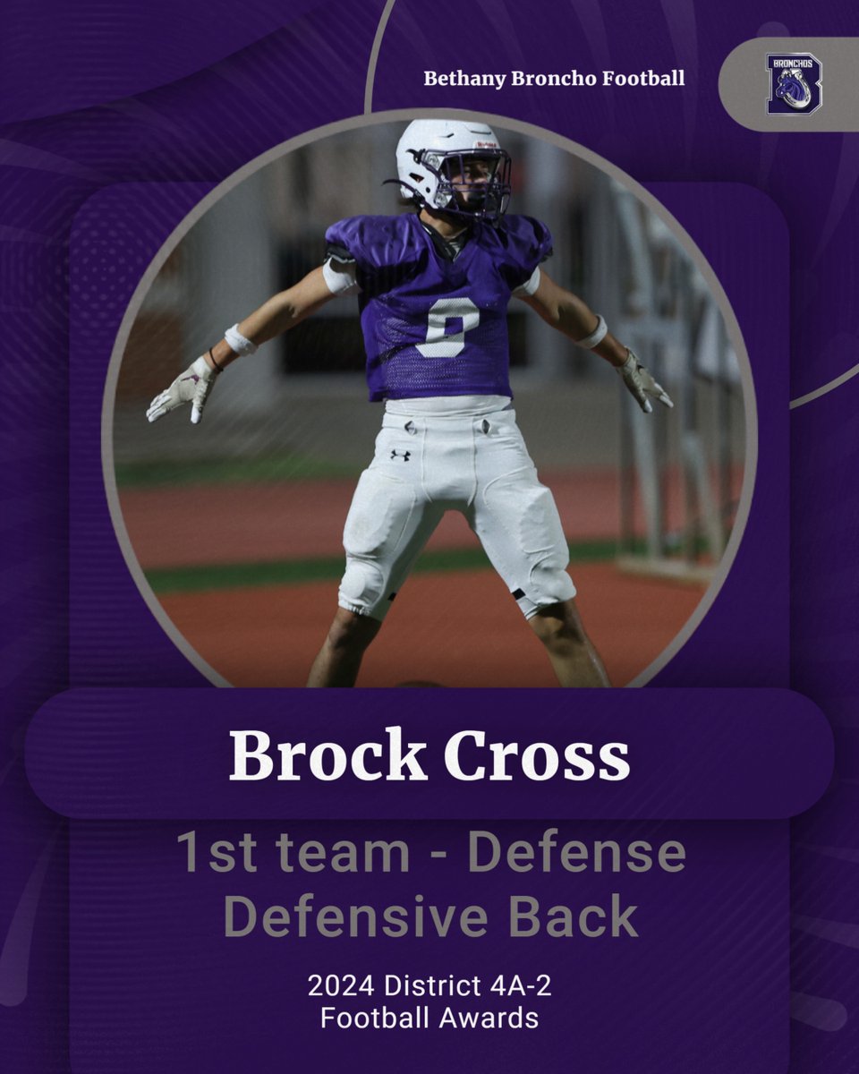 Congratulations to our Bethany Broncho 2024 District 4A-2 football award winners!