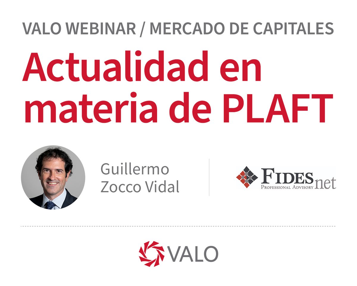 valo_arg's tweet photo. Agradecemos a todos los que asistieron a nuestro #webinar “Actualidad en materia de #PLAFT”, a cargo de Guillermo Zocco Vidal (@GuiZocco), de @FIDESnet, ya que con su participación nos motivan a seguir compartiendo conocimiento de alto valor que enriquece nuestro mercado. 🫶📈