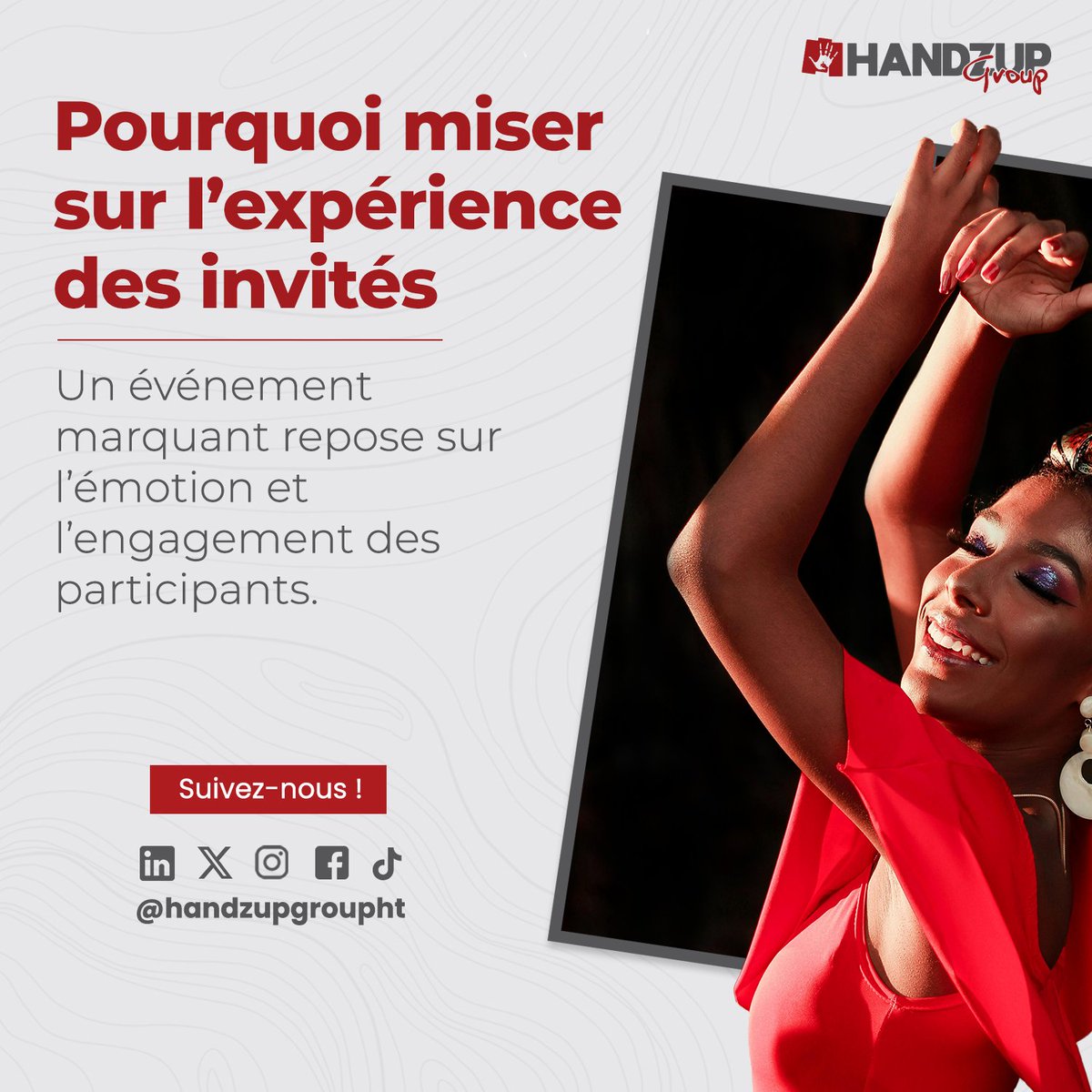 Ne négligez pas ces astuces, elles peuvent faire toute la différence !
Et n'oubliez surtout pas de toujours tout planifier et d'anticiper au maximum.

#handzupgroup #haiti #event #eventplanning
