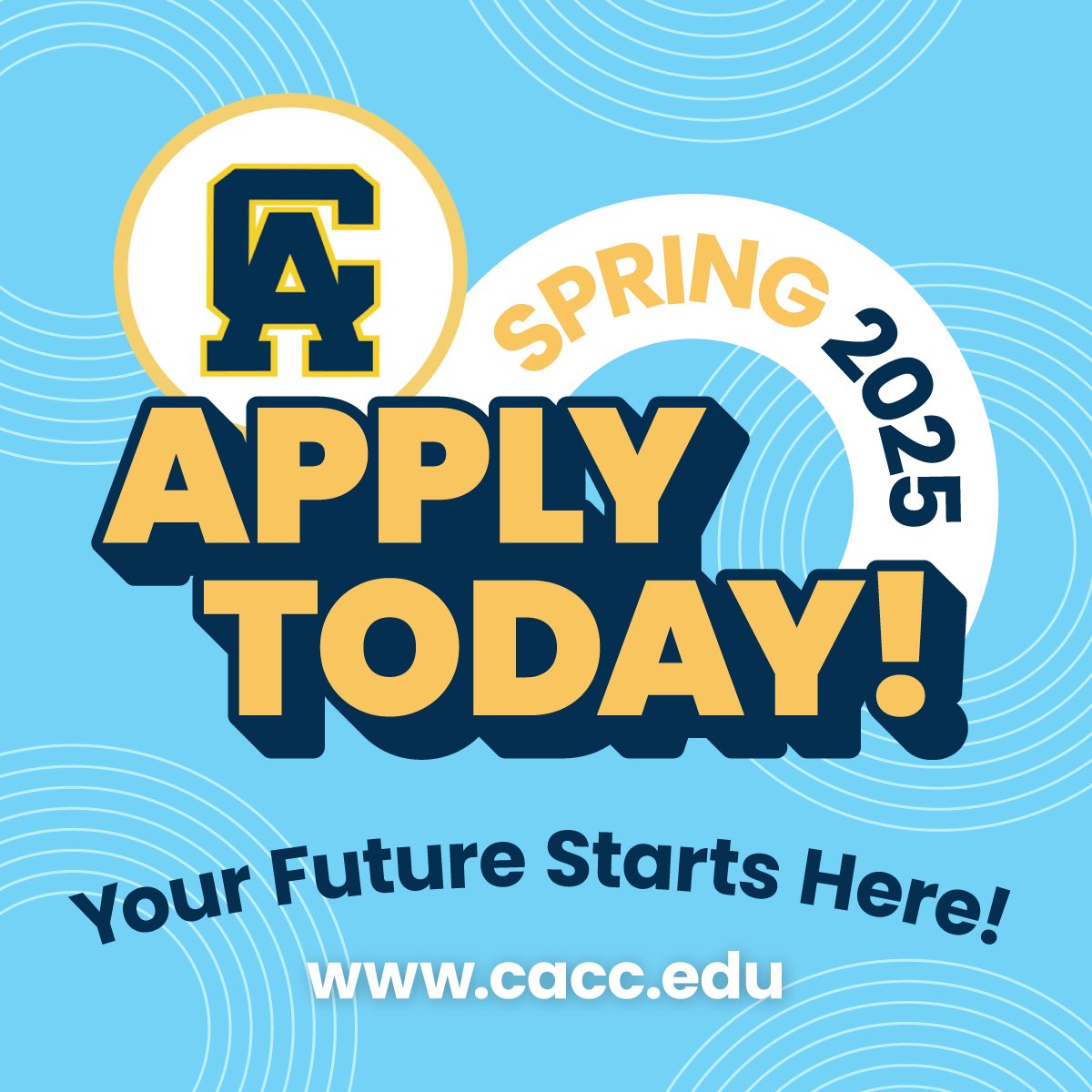 CentralAlabama1's tweet image. 📣 Spring 2025 enrollment is open!

Apply today to take charge of your future at CACC! 🌟

🔗 Visit cacc.edu to get started.
#ApplyToday #CACC #SpringEnrollment #YourFutureStartsHere #CollegeLife