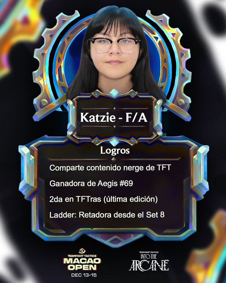 Representando a LATAM en el TMO - TFT MACAO OPEN
⭐️Katzie 🇵🇪 <a href="/Katzie_tft/">Katzie</a>

Celebramos a la primera mujer de Latam en competir en un Open Internacional de TFT, demostrando un talento avasallante y abriendo caminos
