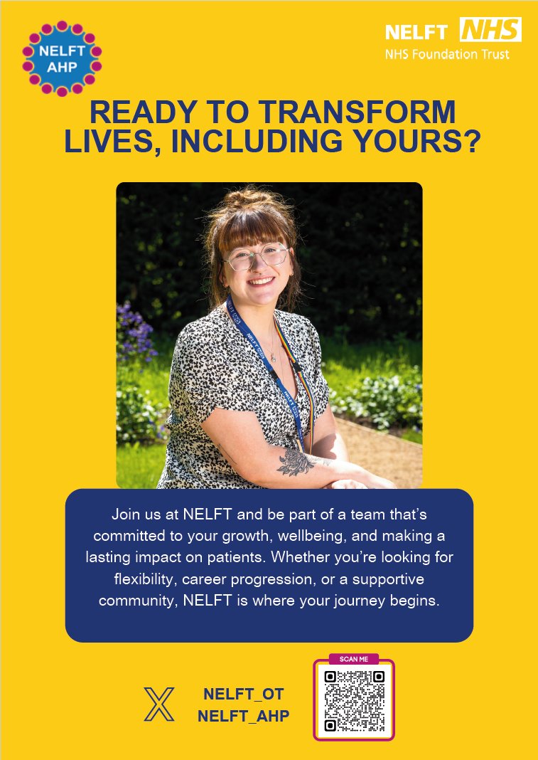 Our Waltham Forest community mental health services are recruiting for a band 7 OT careers.nelft.nhs.uk/jobs/#!/job/UK… Join us to develop both your OT clinical expertise and your leadership skills – its an exciting time to be part of #teamNELFT!