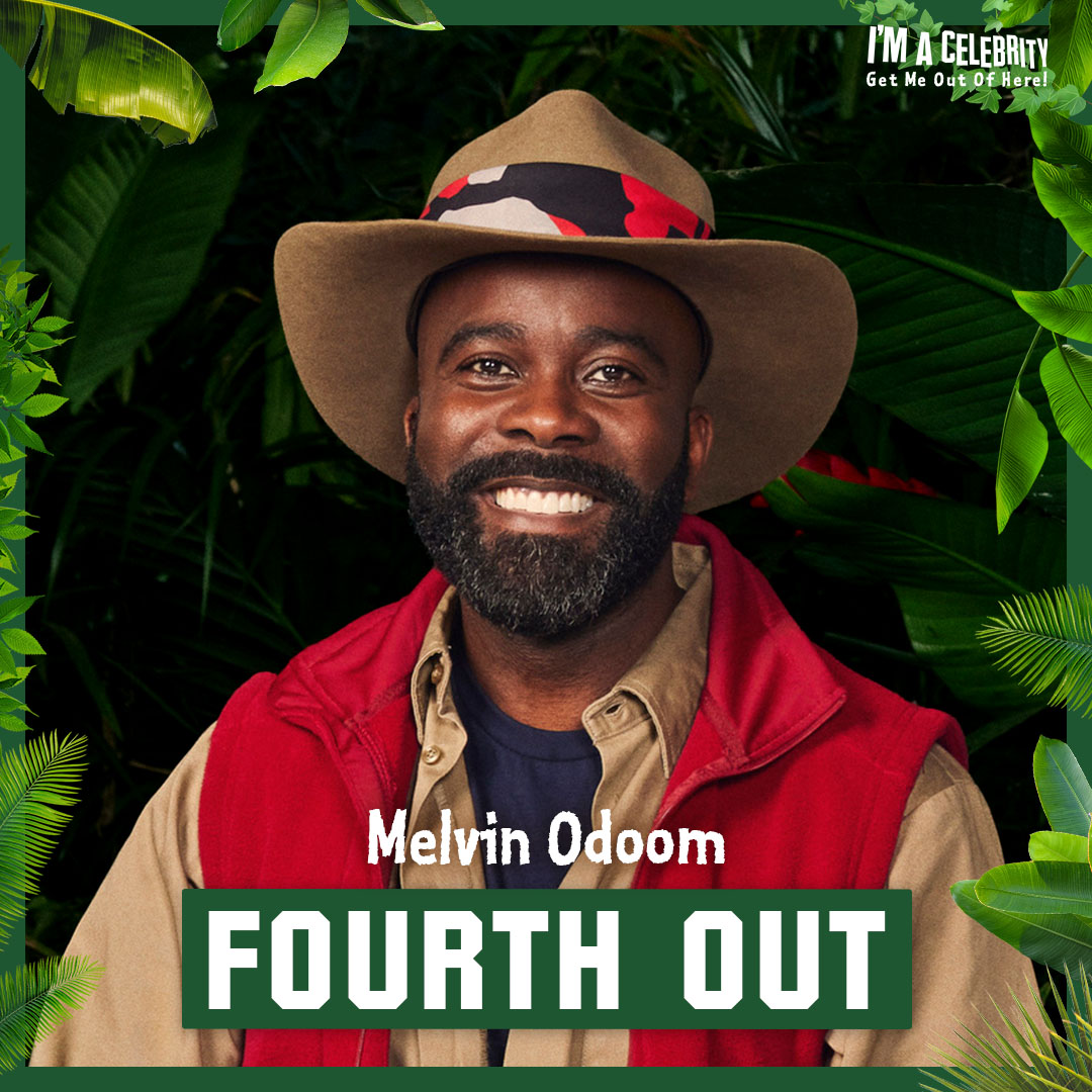 imacelebrity's tweet photo. He charmed his way through the Jungle and even teed up a date with Carol Vorderman for his return to Blighty! Melvin is the fourth Celeb to say goodbye to Camp! #ImACeleb https://t.co/V3J439cKHb