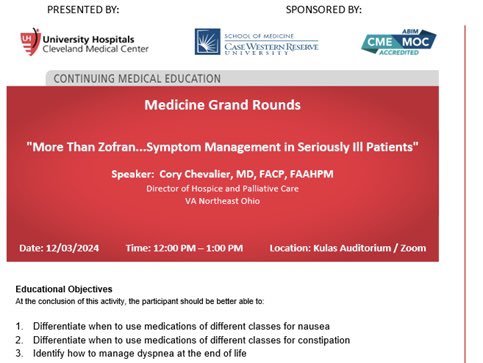 Cory Chevalier, MD, FACP, FAAHPM (@corychevalier) on Twitter photo Grateful to be invited to <a href="/cwruim/">Case Western/UH IM Chiefs</a> Internal Medicine Grand Rounds to speak about Hospice and Palliative Care and how we ensure comfort for patients with significant and life limiting illness. Thank you for the invitation 😊 Grateful to be invited to <a href="/cwruim/">Case Western/UH IM Chiefs</a> Internal Medicine Grand Rounds to speak about Hospice and Palliative Care and how we ensure comfort for patients with significant and life limiting illness. Thank you for the invitation 😊