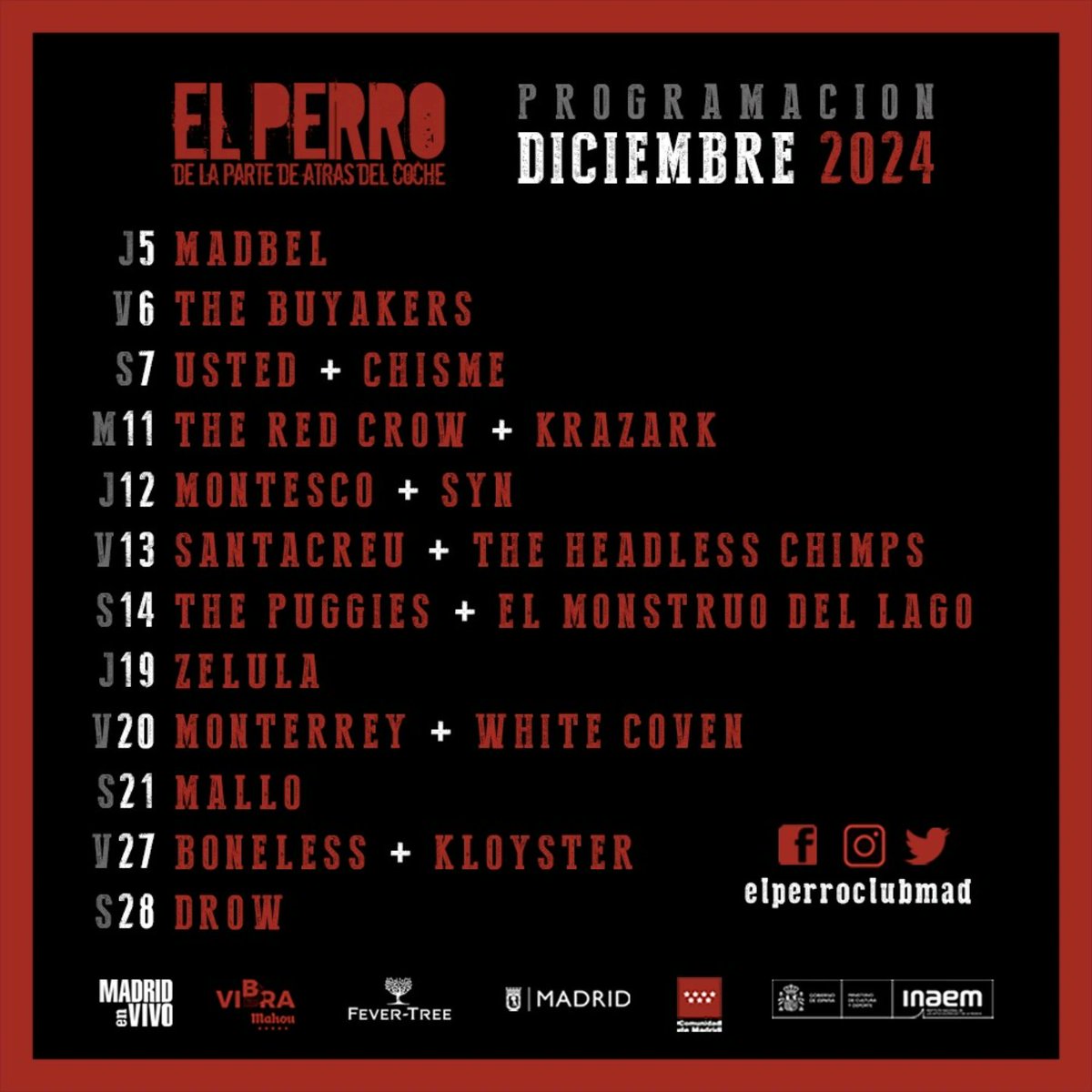 💥 Programación Conciertos DICIEMBRE 2024 💥😃🙌🏼
