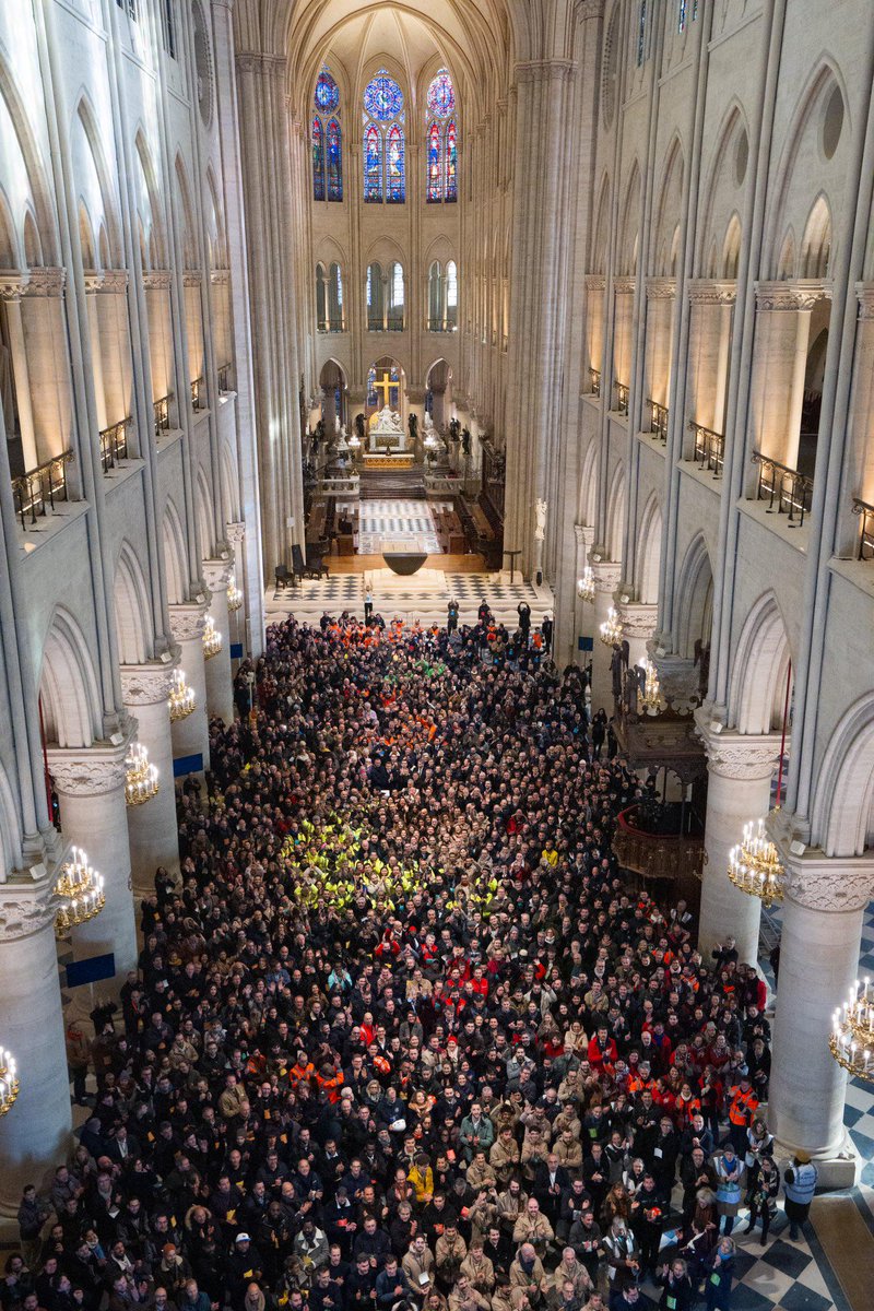 notre dame cathedral filled with everyone who helped restore the building over the last five years: