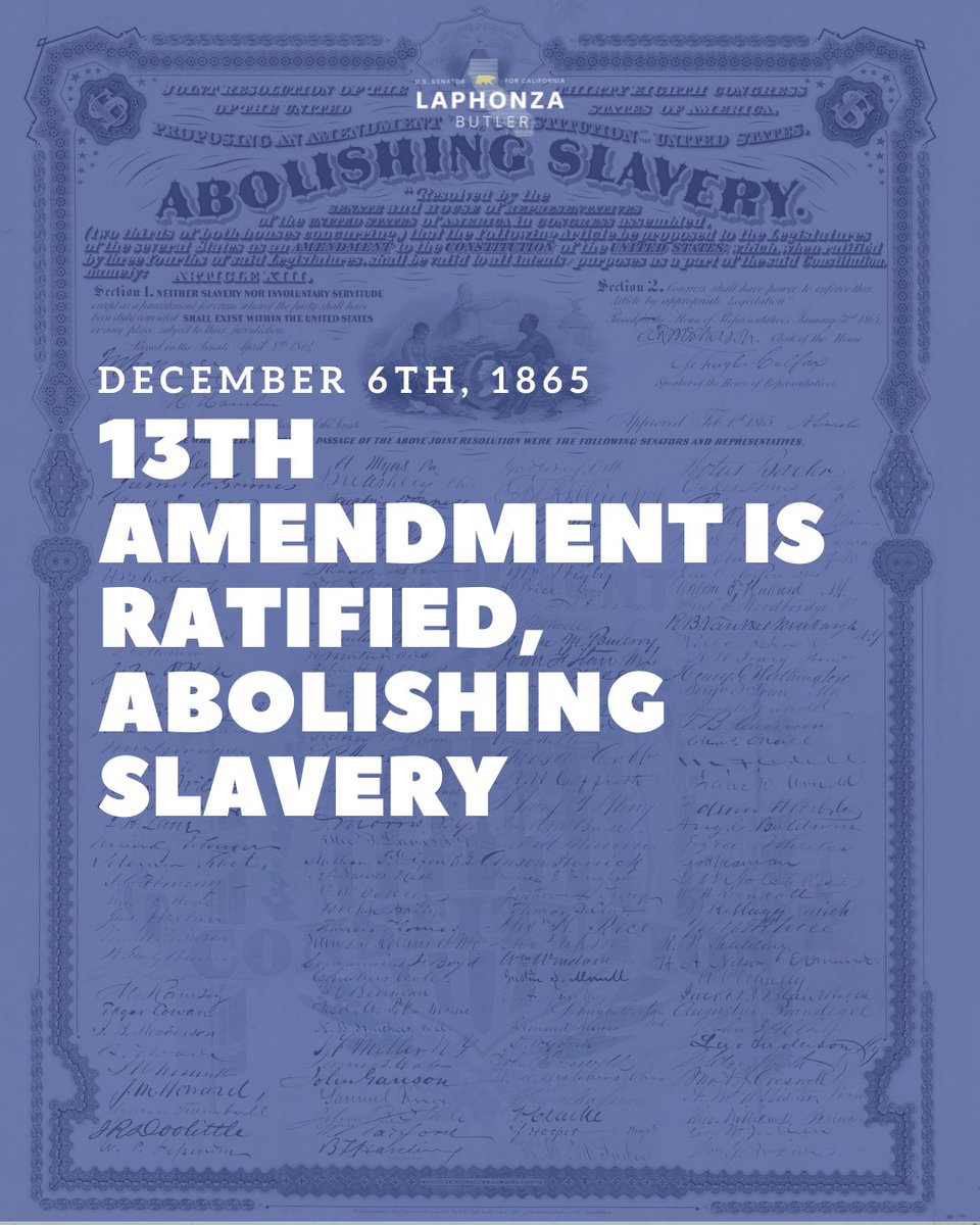 Today is the anniversary of the ratification of the 13th Amendment and the end of slavery in our country.

We honor this important anniversary by continuing our work toward freedom, liberty, and justice for all.