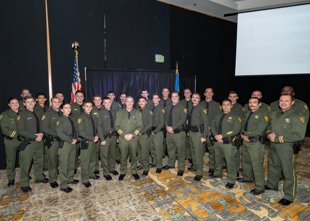 WashoeSheriff's tweet photo. It is with tremendous pride that we present the Northern Nevada Law Enforcement Academy Class of 2024-02. Today, the Sheriff’s Office welcomes 20 new graduates. For the next 14 weeks, these newly appointed deputies will go through a comprehensive field training program within the Washoe County Detention Facility. Before they begin that next phase, let us take time to recognize their accomplishments and welcome them to the family!

“To the class of 2024-02, I commend you for your hard work and success in the academy. I know the challenges that lay ahead for you as new deputies but I also know you are ready to take on this next chapter. Never lose this hunger in your belly to work hard and accomplish your goals. If you stay true to the oath, maintain your honor, and do right by our community, this will be the most rewarding career a person could ever have.” - Sheriff Darin Balaam

#WCSO #ProudSheriff #deputy #graduation