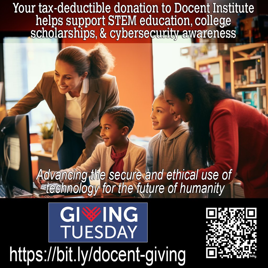 Please consider making a year-end tax exempt donation to Docent Institute to support our educational mission with K-12 and college students. #docentinstitute #GivingTuesday