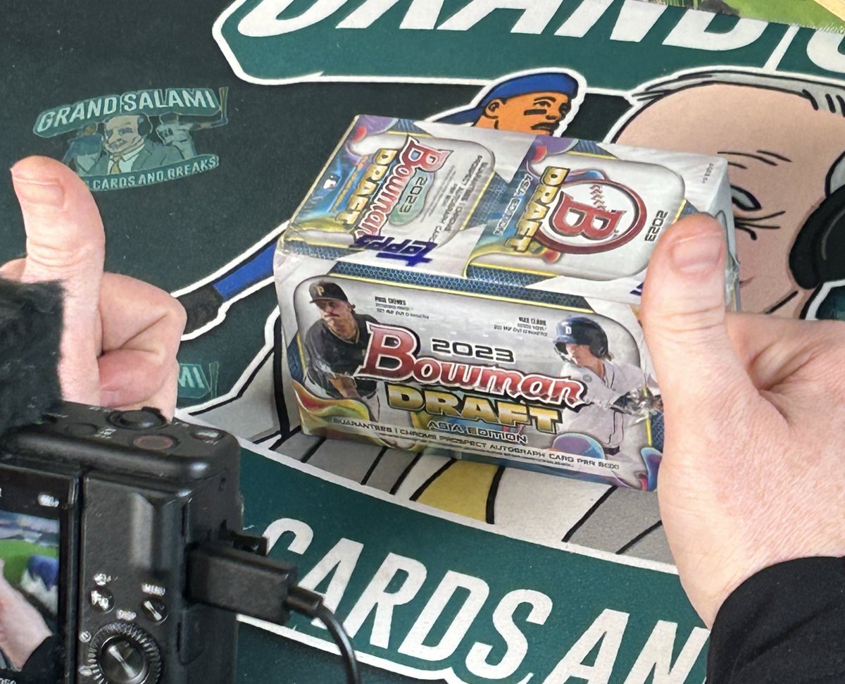 GrandSalamiSC's tweet photo. Impromptu break with @Pack2F from the Salami Shack! 1 box of 2023 Draft Asia. Random Divisions. $60 per division. 2 left https://t.co/T8ms0PFQCW