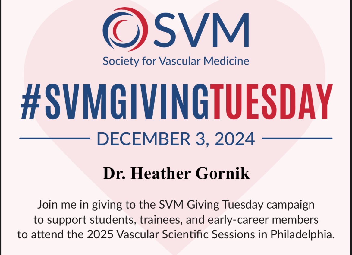 Heather L Gornik (@heatherlgornik) on Twitter photo Always here to support #SVM…especially on #GivingTuesday2024 and because there is so much work yet to do!
<a href="/SVM_tweets/">Society for Vascular Medicine | SVM</a> Always here to support #SVM…especially on #GivingTuesday2024 and because there is so much work yet to do!
<a href="/SVM_tweets/">Society for Vascular Medicine | SVM</a>