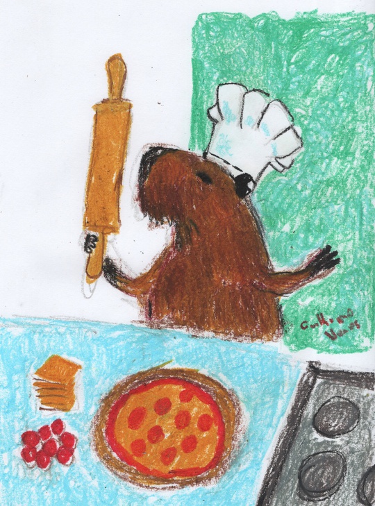 capybara making a delicious pizza