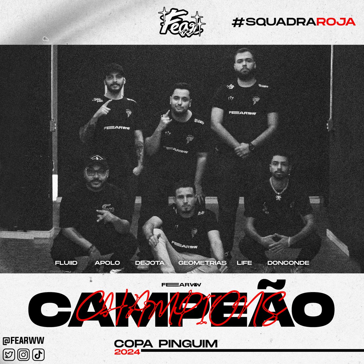 SOMOS OS GRANDES CAMPEÕES DA COPA PINGUIM 🏆🐧

Com esforço e dedicação, vencemos TODOS os campeonatos deste ano. Agradecemos a todos que deram o sangue pela Squadra. UM IMENSO OBRIGADO!

<a href="/ApoloLOL2/">Lucas Arruda (Apolo)</a> <a href="/athos_neves1/">athosneves</a> <a href="/murilo_marquesz/">Murilo Henrique</a> <a href="/PeMontalvo/">Pedro Henrique</a> <a href="/DnConde_/">Juan</a> 

#SquadraRoja | #FWW