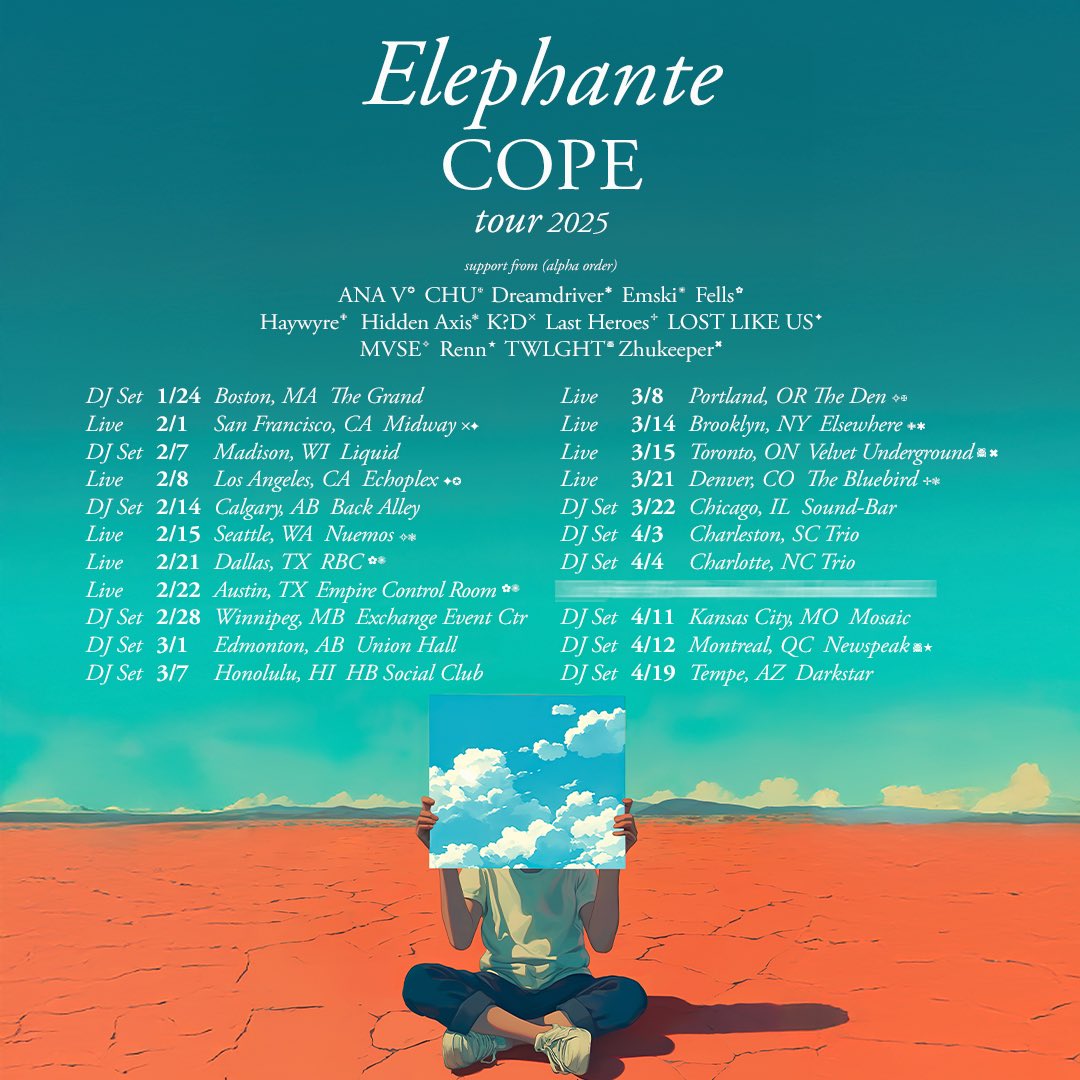 THE COPE ALBUM TOUR 🎨 IS HERE!!! RSVP in bio for first access to tix - i’m creating a brand new live show and can’t wait for you to experience it: laylo.com/elephante/m/Vy…