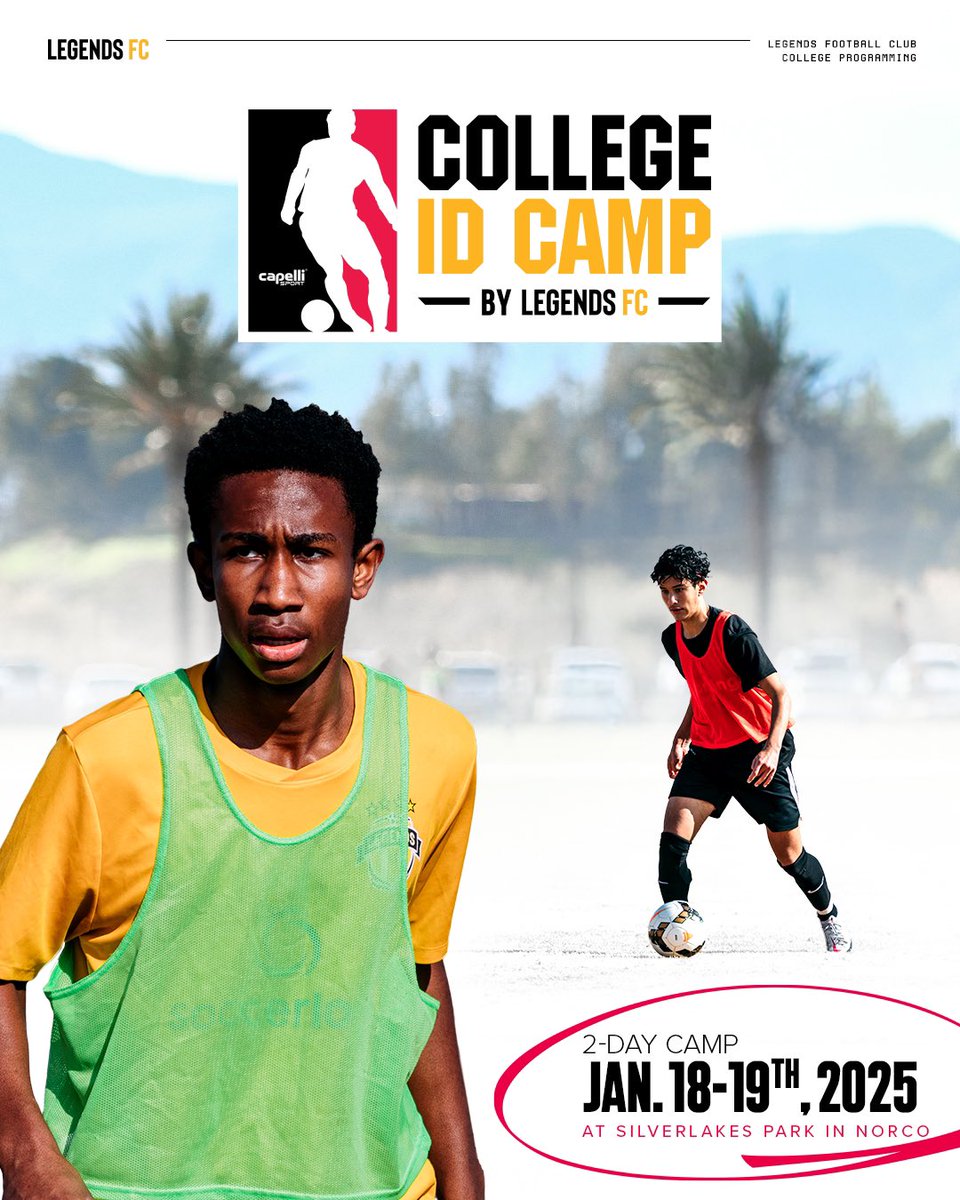 LegendsFCSoccer's tweet photo. Join us for our Boys College ID Camp on January 18-19, 2025! Designed for athletes in grades 7-12, this is your chance to train with collegiate coaches from over 30 colleges! 

https://t.co/WGT0SThVEt

#legendsfc | #collegecamp | #collegeidcamp | #boyssoccer https://t.co/kd5Q9kRHeX