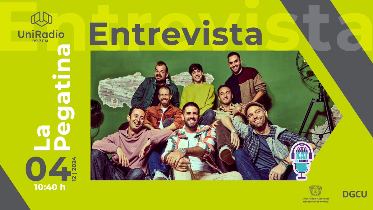 UniRadio (@uniradio997fm) on Twitter photo ¡Mañana, de #MiércolesEnTuIdioma con #KatEnCabina escucharemos la entrevista que hizo <a href="/loresonrie/">Lorena Rodríguez</a> a <a href="/lapegatina/">La Pegatina</a> durante su visita a nuestro país! 📻🎙️
04 de diciembre de 2024
🕘 10:40 h
UniRadio 99.7 FM
uniradio.uaemex.mx
#UniRadioVaConmigo
#SomosUAEMéx💚💛 ¡Mañana, de #MiércolesEnTuIdioma con #KatEnCabina escucharemos la entrevista que hizo <a href="/loresonrie/">Lorena Rodríguez</a> a <a href="/lapegatina/">La Pegatina</a> durante su visita a nuestro país! 📻🎙️
04 de diciembre de 2024
🕘 10:40 h
UniRadio 99.7 FM
uniradio.uaemex.mx
#UniRadioVaConmigo
#SomosUAEMéx💚💛