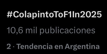 Hasta 1M de #ColapintoToF1In2025 no paramos.