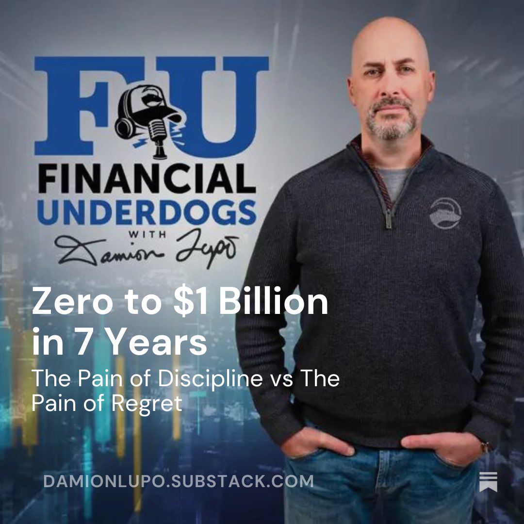 damionlupo's tweet photo. Financial Underdogs (@financialunder1) is back after 2 ½ years!

Listen to Ep. 134: “Zero to $1 Billion in 7 Years: The Pain of Discipline vs. The Pain of Regret” 

https://t.co/R3yAjc7IK3 

#financialunderdogs #damionlupo #eqrp #financialfreedom #podcast https://t.co/2WiSAUrTzC