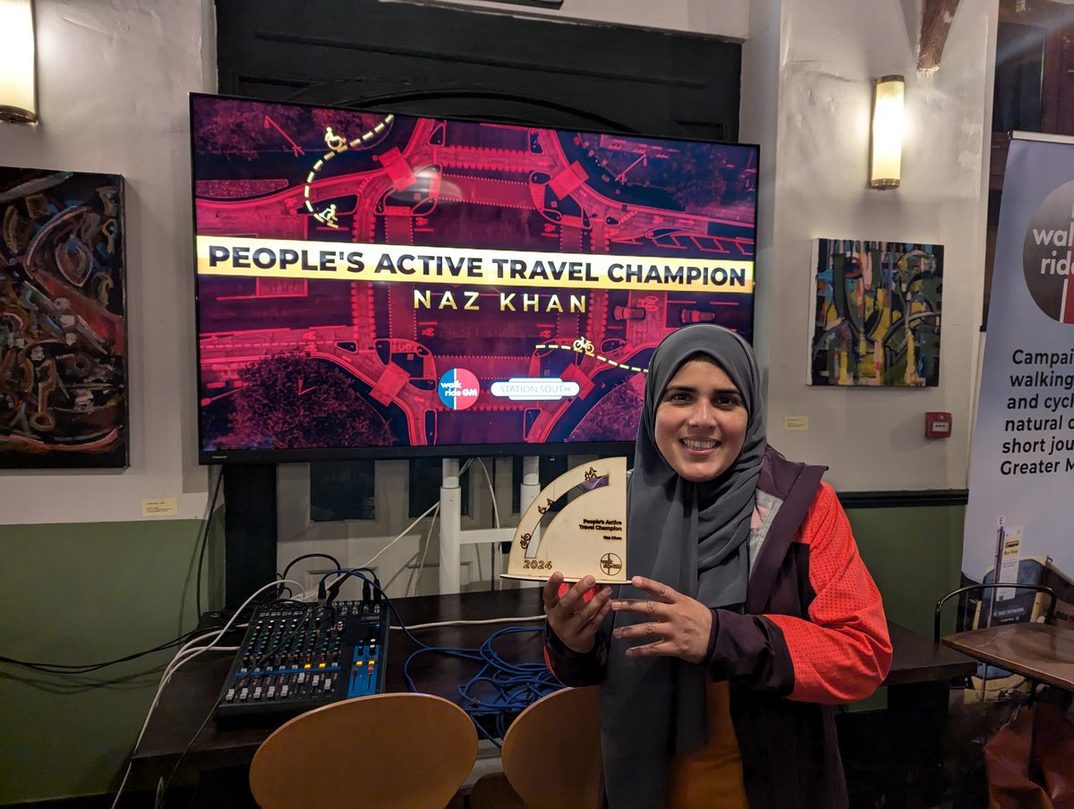 Tonight we came together to celebrate the best of Active Travel in Greater Manchester

<a href="/TraffordCouncil/">Trafford Council</a> took home the Best Council award with over 50% of the vote! 

<a href="/Kidicalmassmcr/">Kidical Mass Manchester</a> won Best Activation Event 

Our wonderful Naz Khan winning People's Active Travel Champion