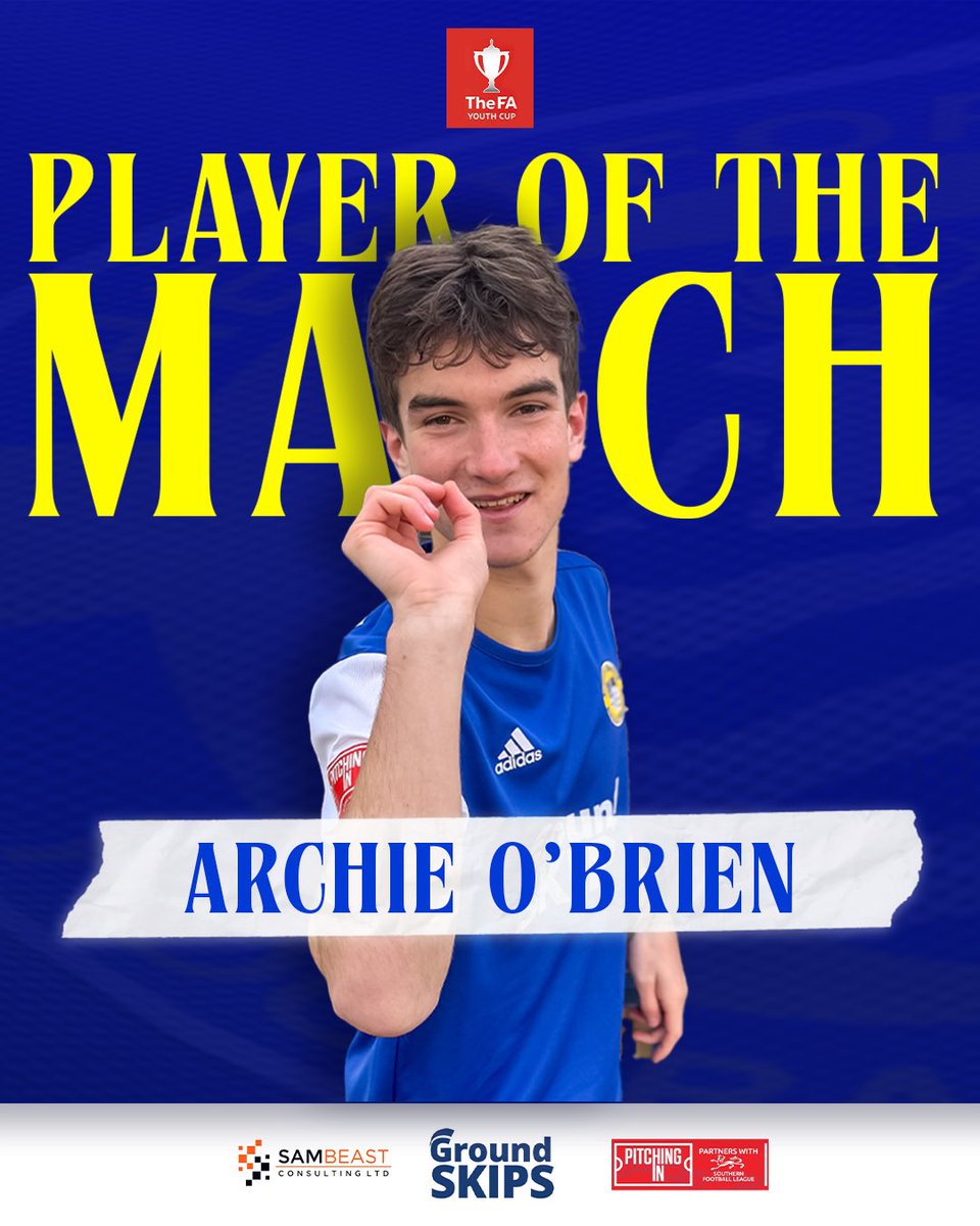Tonight’s Man of the Match in our historic FA Youth Cup Third round defeat to <a href="/ArsenalAcademy/">Arsenal Academy</a> has been awarded to Archie O’Brien.

“A superb, relentless performance from such a gifted young man”

#htfc | #blues | #hertfordtownfc